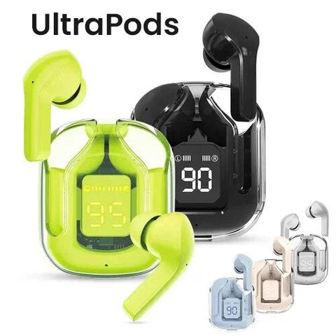 TWS Ultra Pods - Transparent Design Ear Buds with Noise Cancelling, Sound, IP4 Waterproof, LED Digital Display - Wireless 5.3 Technology for Dual Phone ConnectivityTWS Ultra Pods - Transparent Design Ear Buds with Noise Cancelling, Sound, IP4 Waterproof